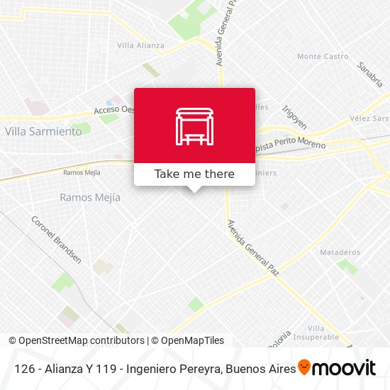 126 - Alianza Y 119 - Ingeniero Pereyra map
