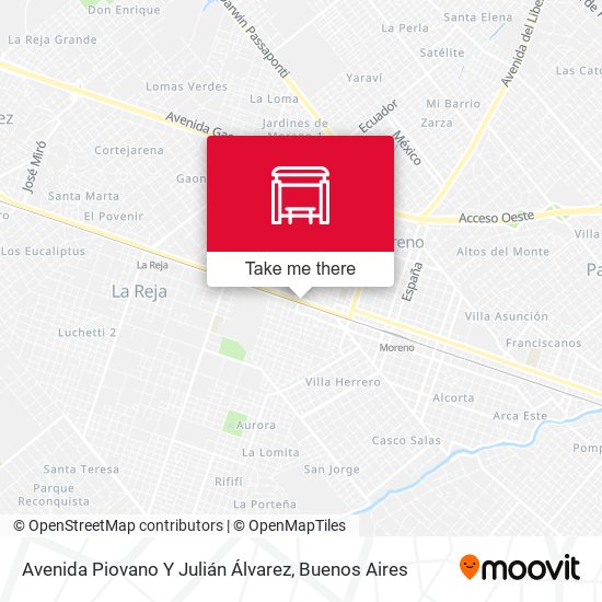 Avenida Piovano Y Julián Álvarez map