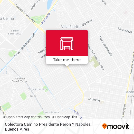 Mapa de Colectora Camino Presidente Perón Y Nápoles