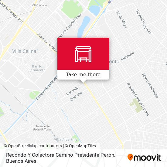 Recondo Y Colectora Camino Presidente Perón map