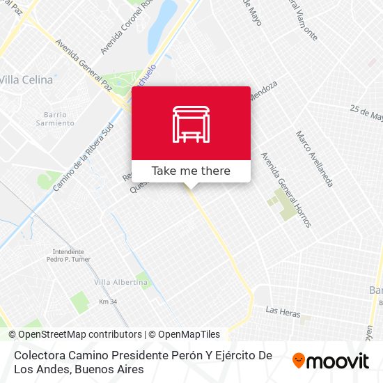Colectora Camino Presidente Perón Y Ejército De Los Andes map