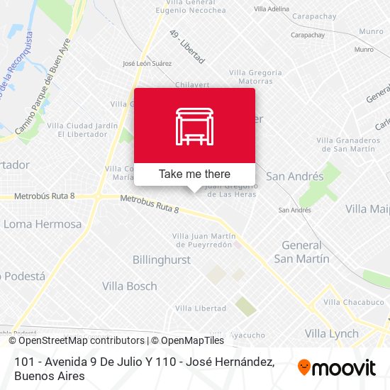 101 - Avenida 9 De Julio Y 110 - José Hernández map