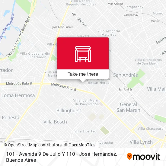 101 - Avenida 9 De Julio Y 110 - José Hernández map