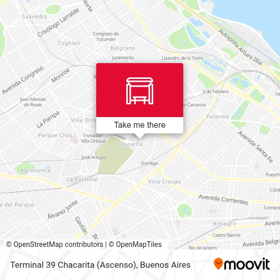 Terminal 39 Chacarita (Ascenso) map