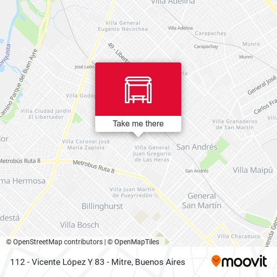 Mapa de 112 - Vicente López Y 83 - Mitre