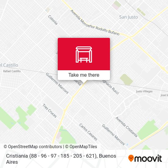 Cristianía (88 - 96 - 97 - 185 - 205 - 621) map