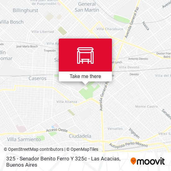 325 - Senador Benito Ferro Y 325c - Las Acacias map