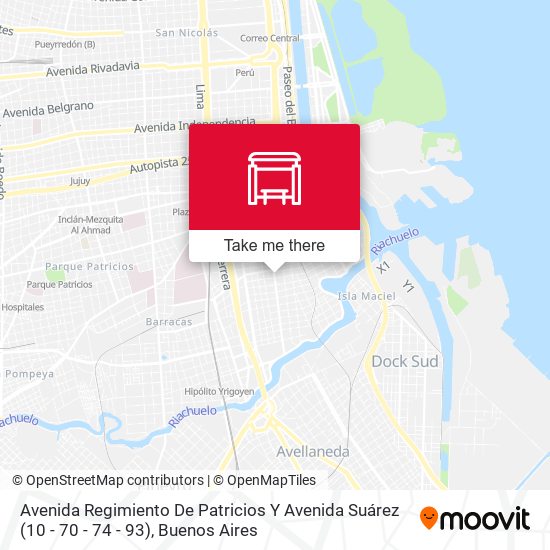 Mapa de Avenida Regimiento De Patricios Y Avenida Suárez (10 - 70 - 74 - 93)