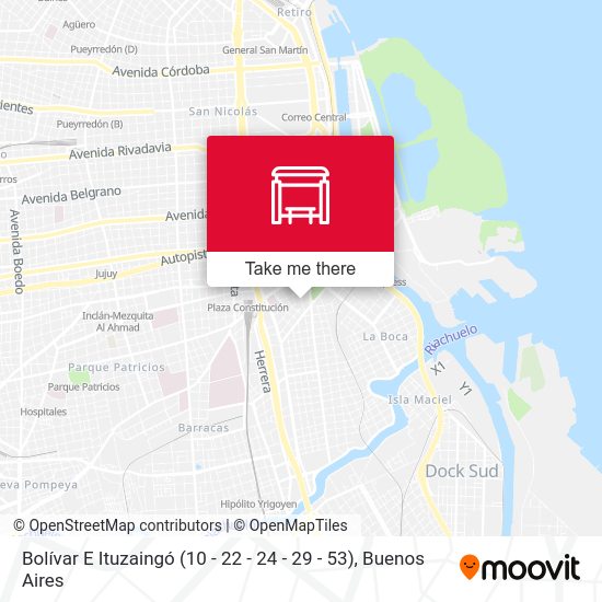 Bolívar E Ituzaingó (10 - 22 - 24 - 29 - 53) map