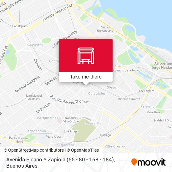 Avenida Elcano Y Zapiola (65 - 80 - 168 - 184) map
