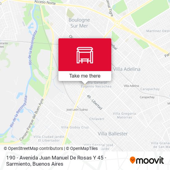 190 - Avenida Juan Manuel De Rosas Y 45 - Sarmiento map