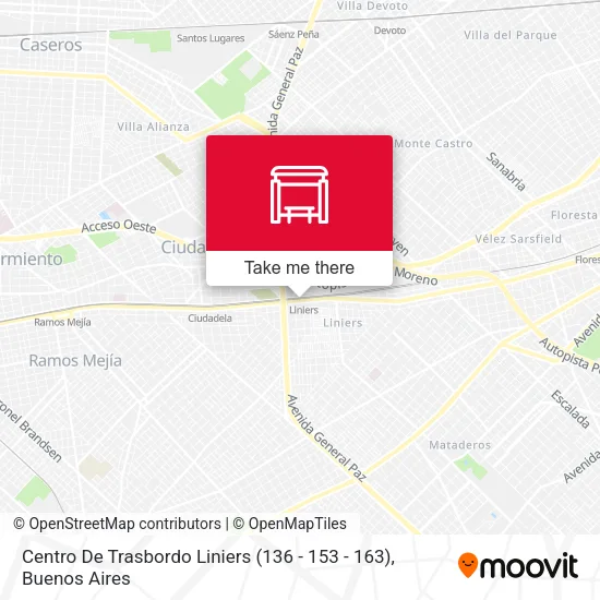 Centro De Trasbordo Liniers (136 - 153 - 163) map