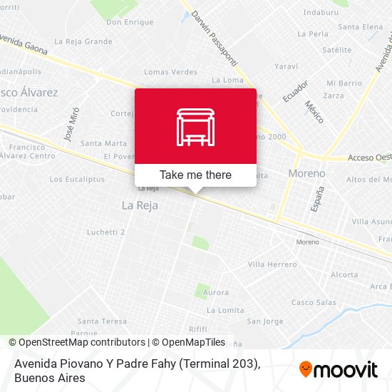 Avenida Piovano Y Padre Fahy (Terminal 203) map