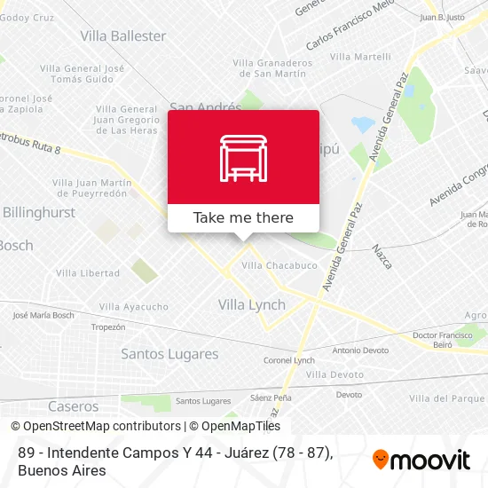 89 - Intendente Campos Y 44 - Juárez (78 - 87) map