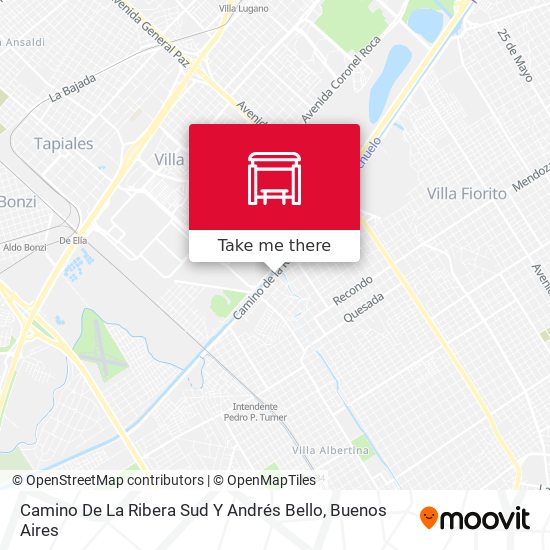 Camino De La Ribera Sud Y Andrés Bello map
