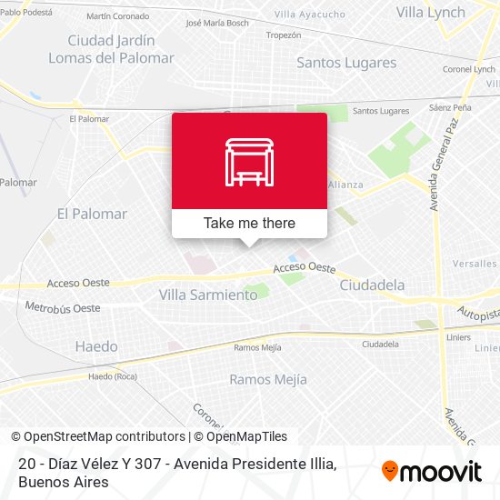 20 - Díaz Vélez Y 307 - Avenida Presidente Illia map