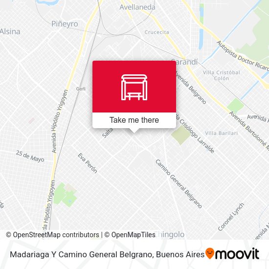 Mapa de Madariaga Y Camino General Belgrano