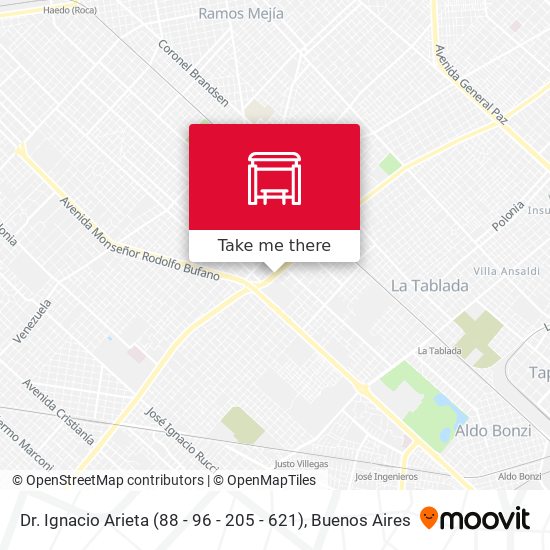 Mapa de Dr. Ignacio Arieta (88 - 96 - 205 - 621)