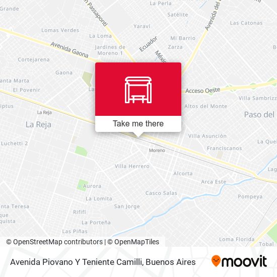 Mapa de Avenida Piovano Y Teniente Camilli