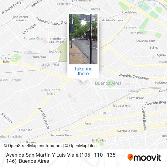 Mapa de Avenida San Martín Y Luis Viale (105 - 110 - 135 - 146)
