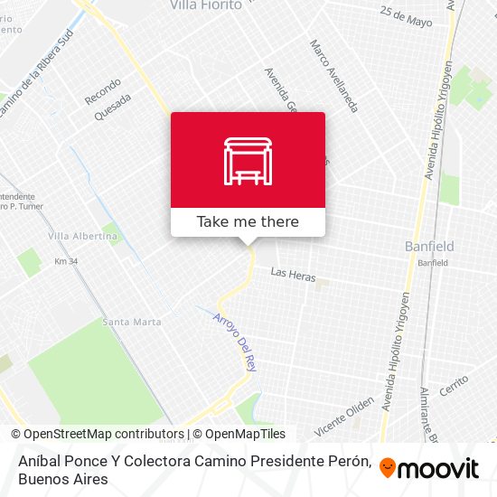 Aníbal Ponce Y Colectora Camino Presidente Perón map