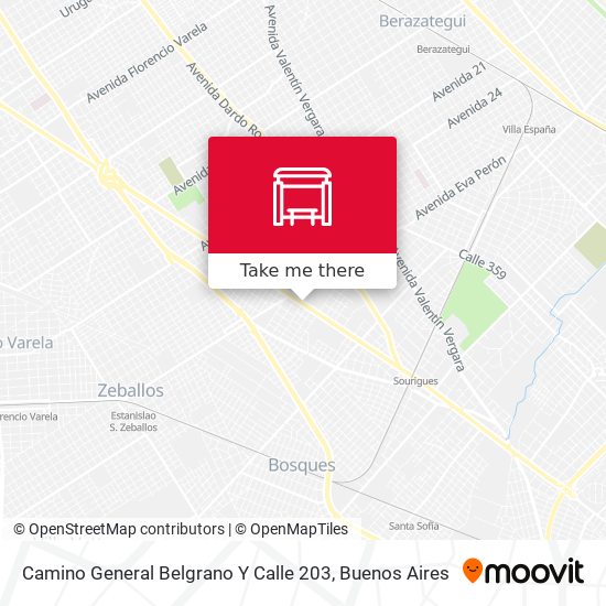 Mapa de Camino General Belgrano Y Calle 203