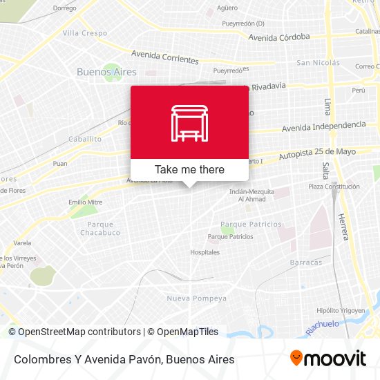 Mapa de Colombres Y Avenida Pavón