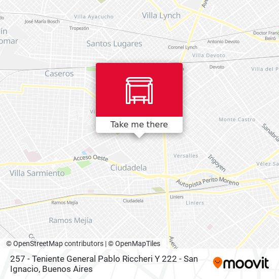257 - Teniente General Pablo Riccheri Y 222 - San Ignacio map