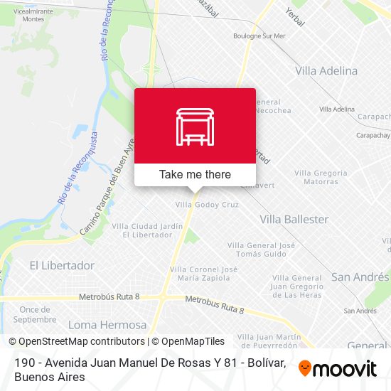 190 - Avenida Juan Manuel De Rosas Y 81 - Bolívar map