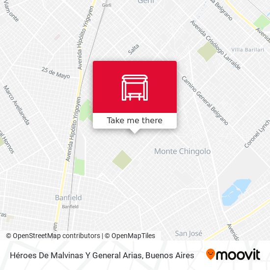 Héroes De Malvinas Y General Arias map