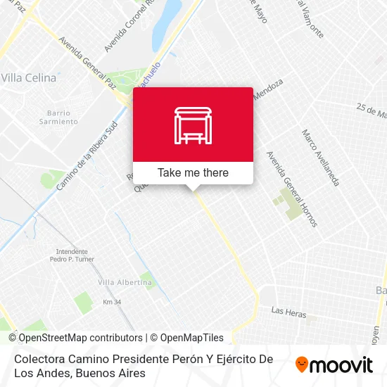 Colectora Camino Presidente Perón Y Ejército De Los Andes map