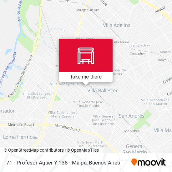 Mapa de 71 - Profesor Agüer Y 138 - Maipú