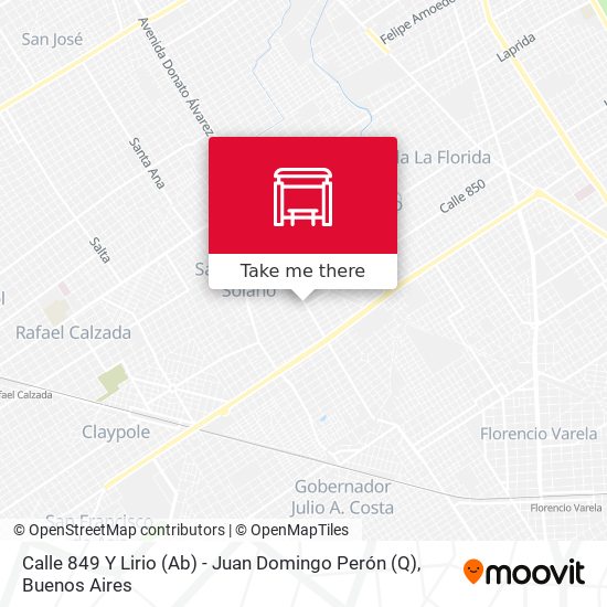 Calle 849 Y Lirio (Ab) -  Juan Domingo Perón (Q) map