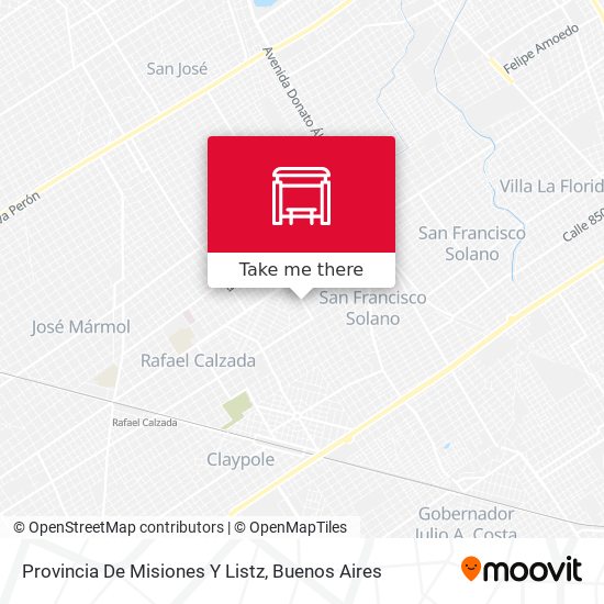 Provincia De Misiones Y Listz map