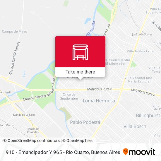 910 - Emancipador Y 965 - Río Cuarto map