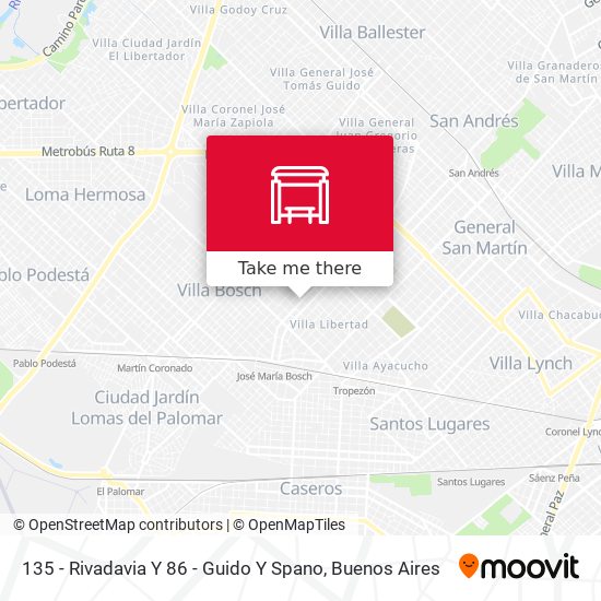 135 - Rivadavia Y 86 - Guido Y Spano map