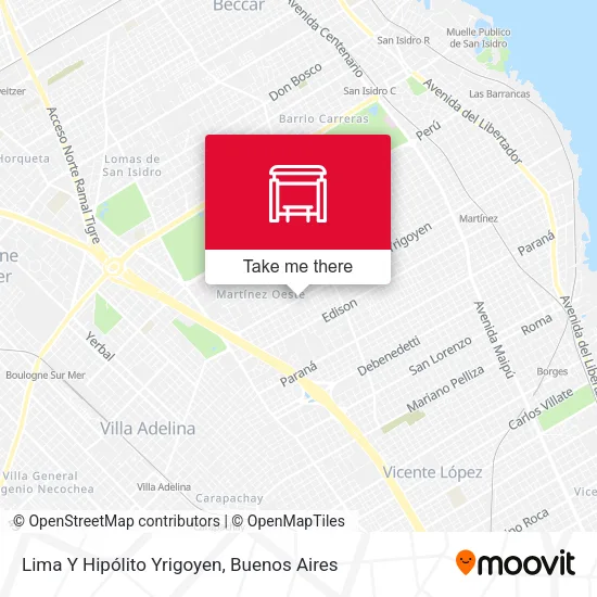 Lima Y Hipólito Yrigoyen map