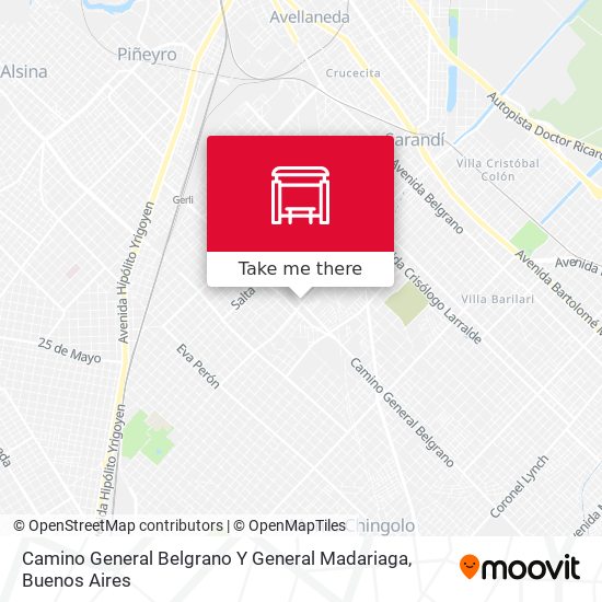 Camino General Belgrano Y General Madariaga map