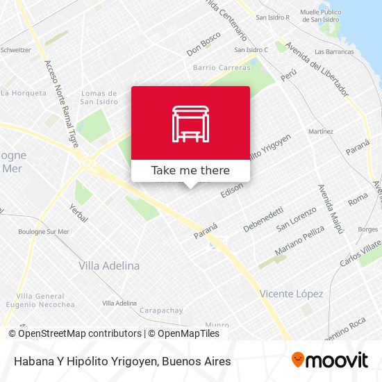 Habana Y Hipólito Yrigoyen map