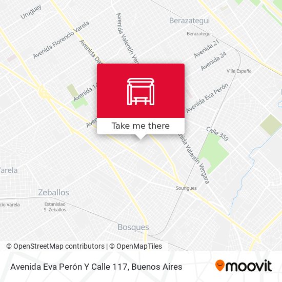 Avenida Eva Perón Y Calle 117 map