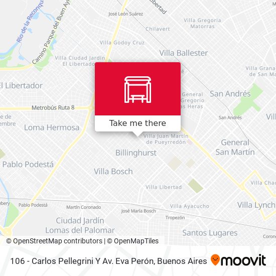 Mapa de 106 - Carlos Pellegrini Y Av. Eva Perón