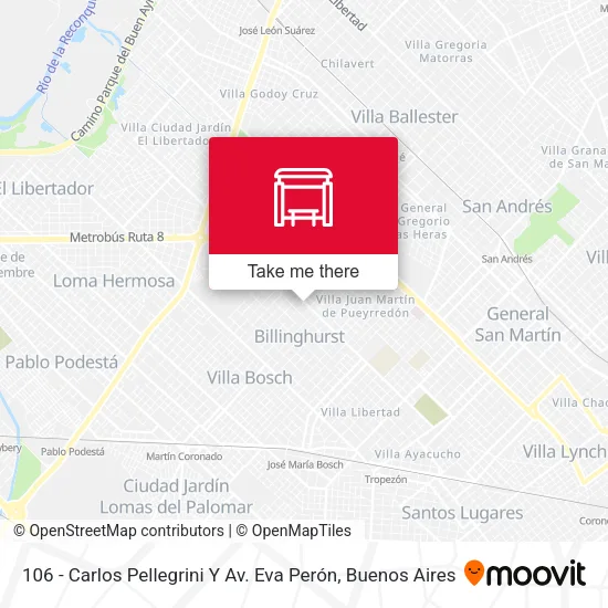 106 - Carlos Pellegrini Y Av. Eva Perón map