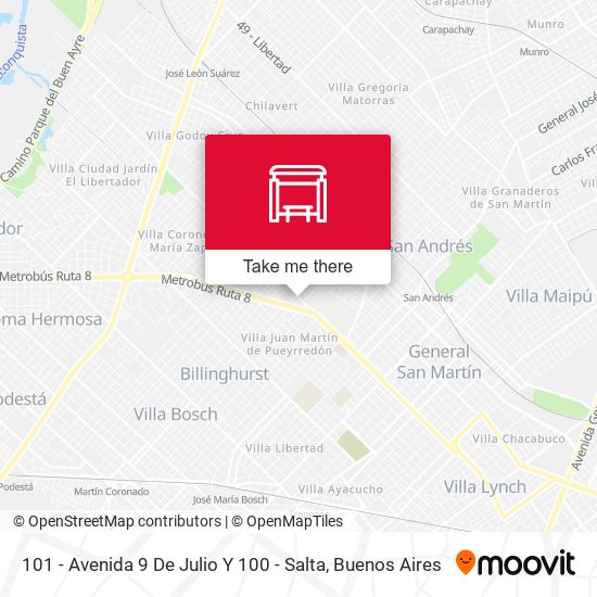 Mapa de 101 - Avenida 9 De Julio Y 100 - Salta