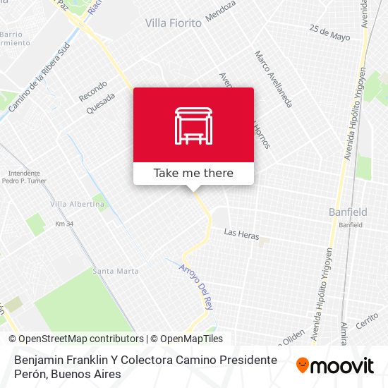Benjamin Franklin Y Colectora Camino Presidente Perón map