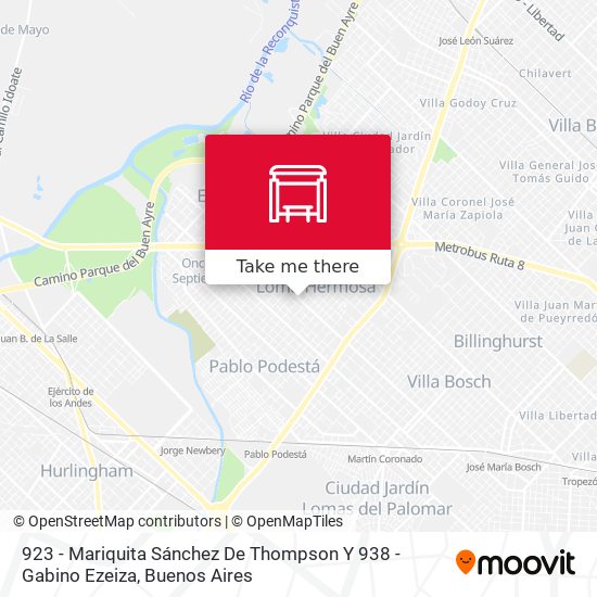 923 - Mariquita Sánchez De Thompson Y 938 - Gabino Ezeiza map