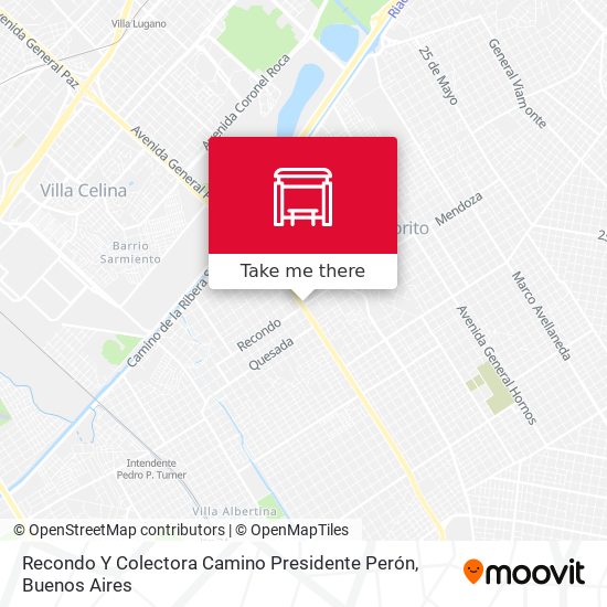 Mapa de Recondo Y Colectora Camino Presidente Perón