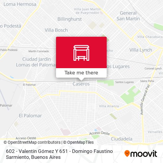 Mapa de 602 - Valentín Gómez Y 651 - Domingo Faustino Sarmiento