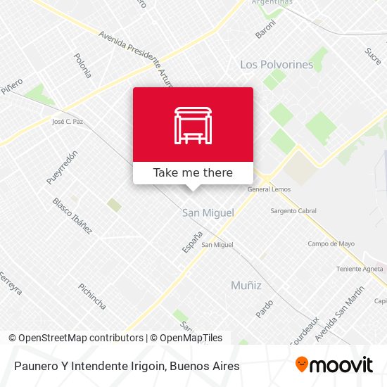 Paunero Y Intendente Irigoin map