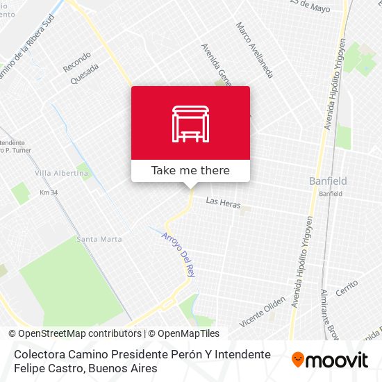 Colectora Camino Presidente Perón Y Intendente Felipe Castro map
