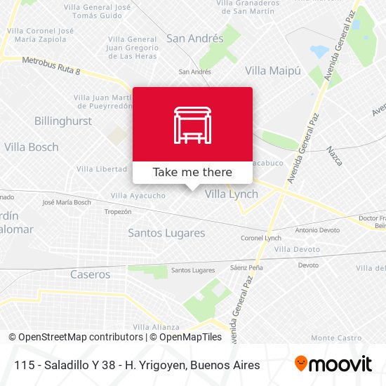 115 - Saladillo Y 38 - H. Yrigoyen map